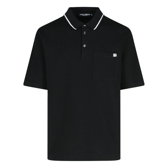 Dolce & Gabbana Black Cotton Polo Shirt Men